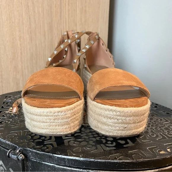 MARC FISHER Brown Suede Studded Platform Espadrilles - Picture 2 of 5